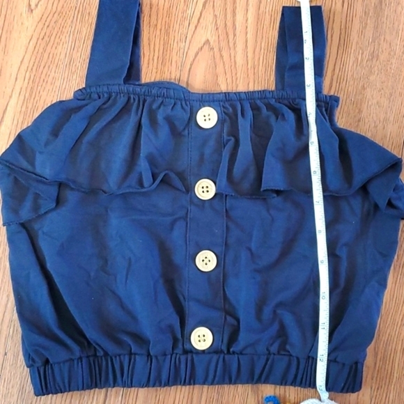 NWOT Rare Editions Solid Knit Navy Top Polka Dot Shorts Nautical Beach Set Sz 7 - Picture 11 of 17